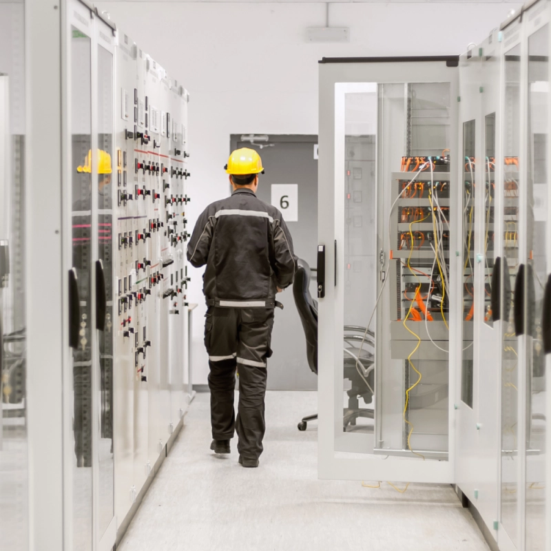 Fotografía profesionales y expertos en la instalación eléctrica industrial